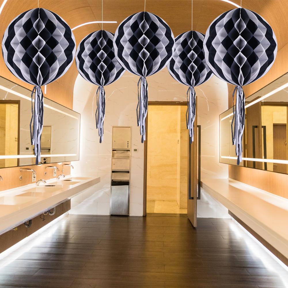 Festive Halloween Black And White Paper Honeycomb Balls For Party Decorations And Hangings