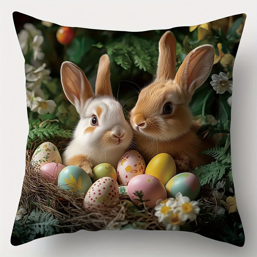 4-Piece Modern Easter Pillowcase Set – Woven Fabric With Zipper Closure