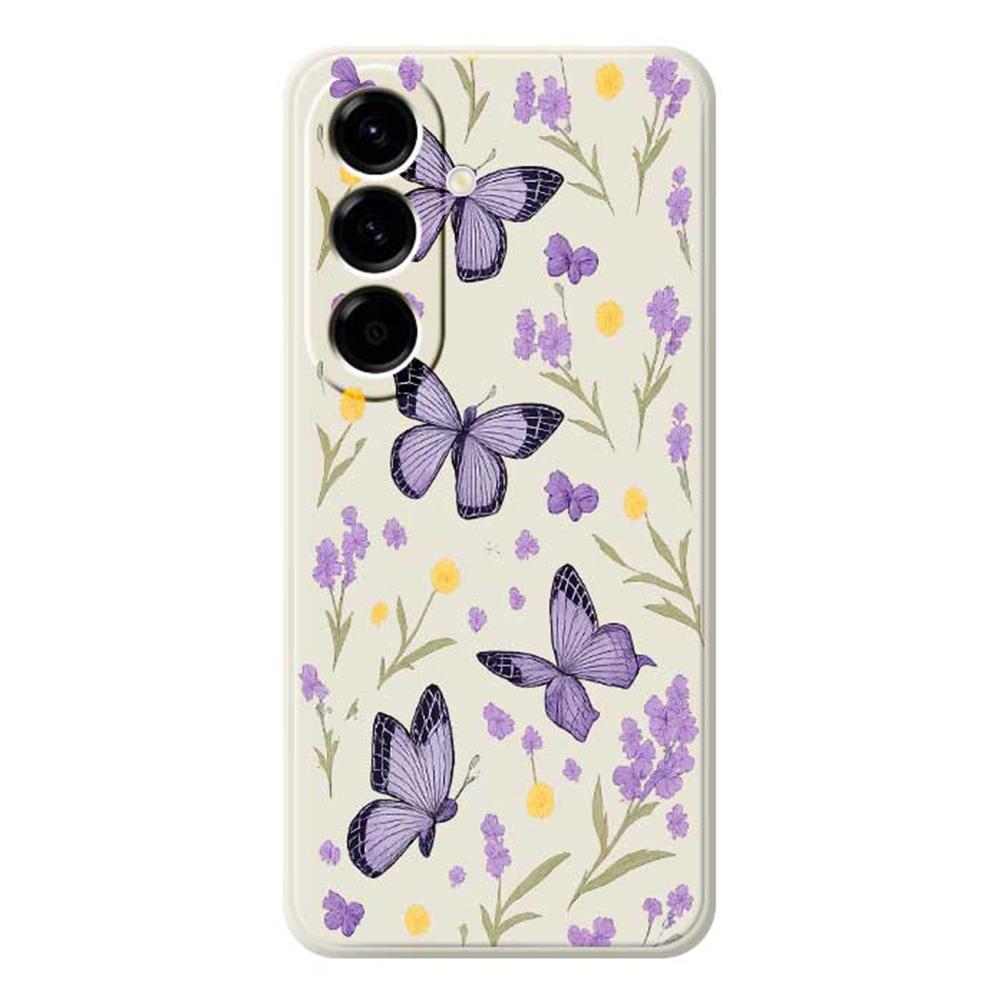 For Samsung Galaxy A56 5G Case Purple Butterflies Pattern Printing Straight Edge TPU Phone Back Cover