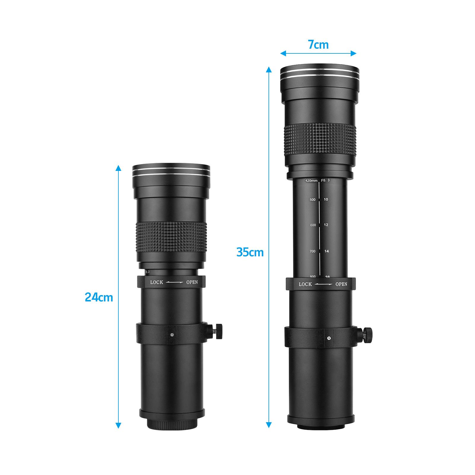Camera MF Super Telephoto Zoom Lens FCelsius8.3-16 420-800mm T2 Mount with M4Celsius3 Mount Adapter   1Celsius4 Thread Replacement for G9 GH5 II GX