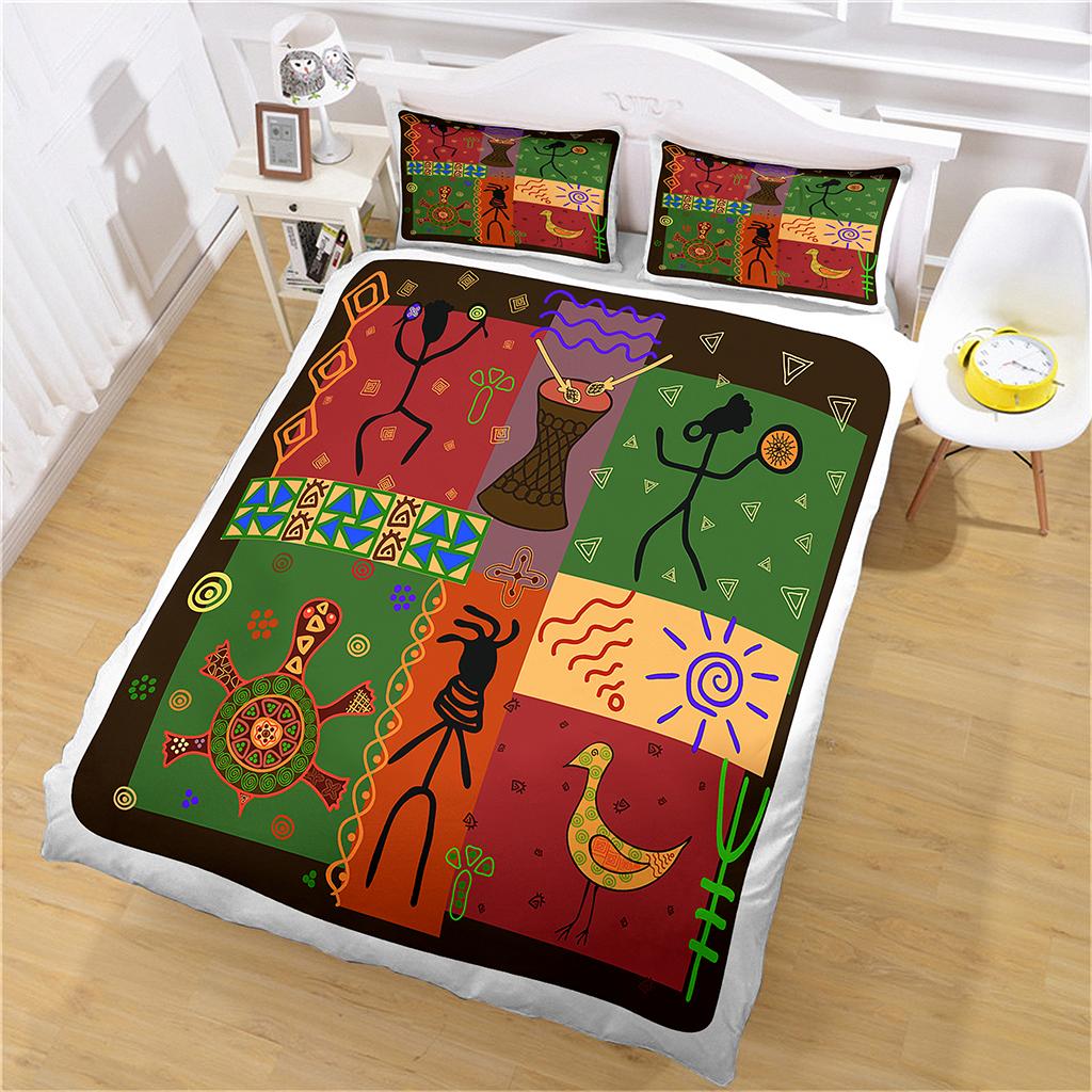 Vintage 3D Mural Duvet Cover Set 2 Seater Bedding Luxury Comforter Colorful Exquisite Bed Supplies Gift