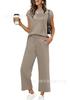 European and American women's clothing is popular, spring and summer knitted short-sleeved wide-leg pants casual two-piece set