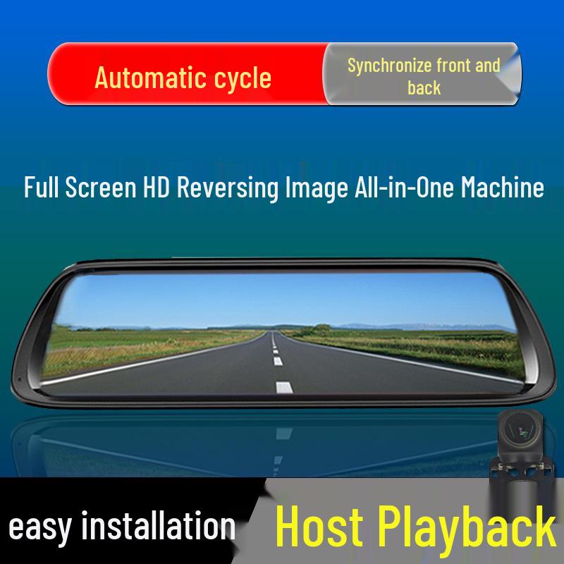 HD Dual Lens Dash Cam with Full-Screen Rearview Mirror for Front and Rear Recording