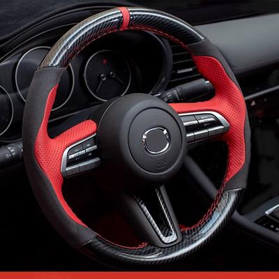 Hand-Stitched Non-slip  Leather Sports Style Car Steering Wheel Cover For Mazda CX-30 CX30 Mazda 3 Axela -