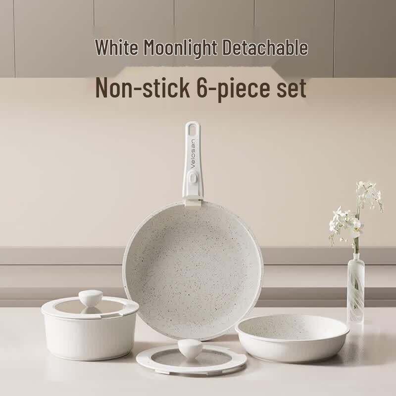 Velosan White Moonlight Detachable Non-Stick Cookware Set