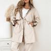 Europäischer und amerikanischer Leopardenmuster-Spleiß-Kordelzug sieht dünn und elegant aus Temperament Langärmel Damen-Trenchcoat