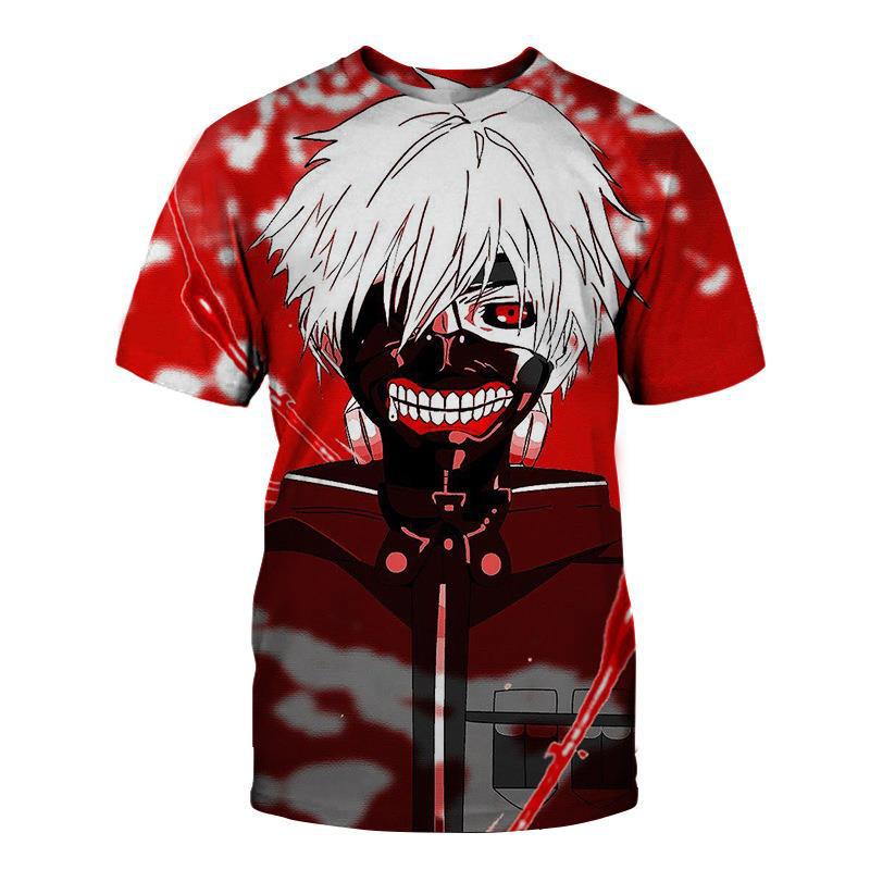 Men's Tokyo Ghost Loose Digital Printed 3D Round Neck Short Sleeved T-shirt