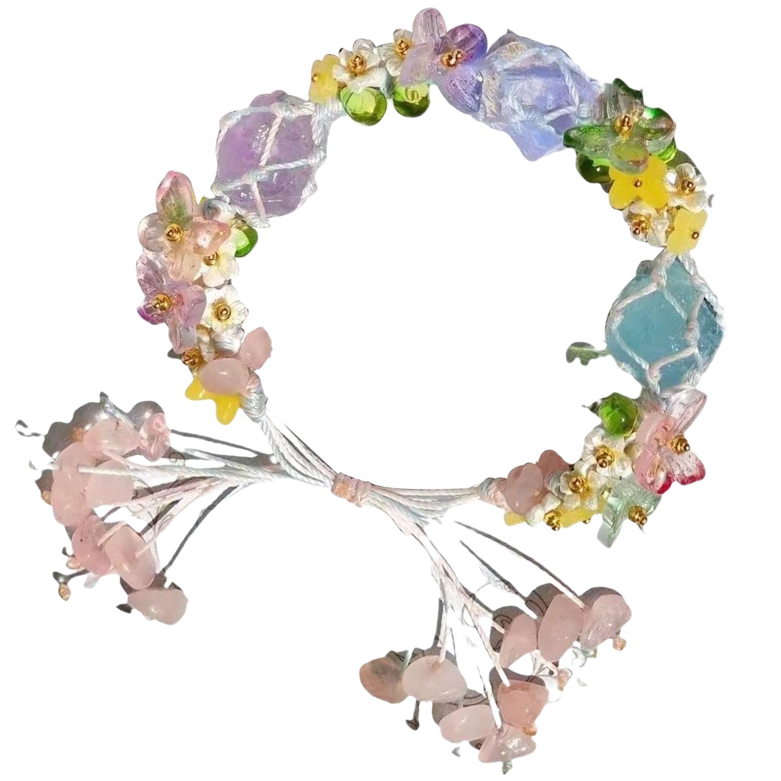 

Multi Colored Crystal Chip Bracelet Spiritual Crystal Bead Bracelet Assorted Natural Stones Wristband for Daily Wear