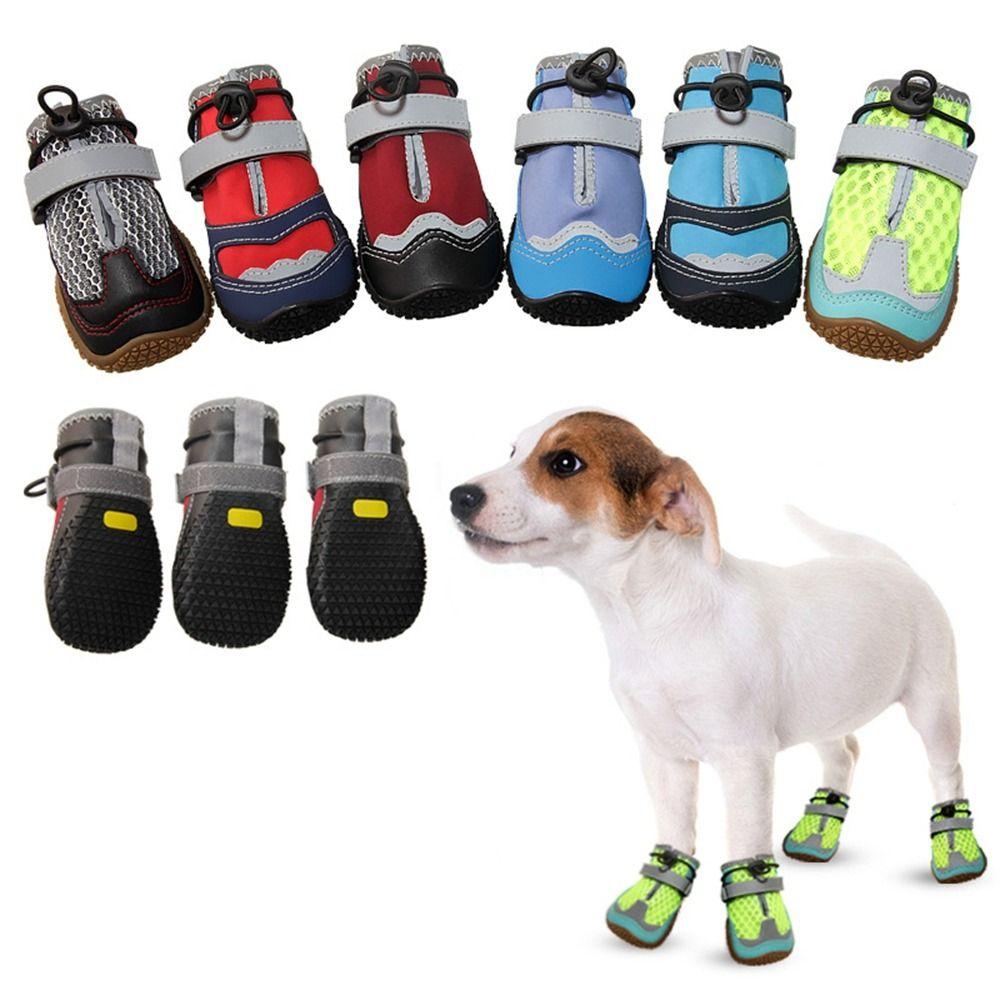 

4Pcs/Set Adjustable Strap Pet Dog Shoes Reflective Dog Shoes for Medium Large Dogs 1