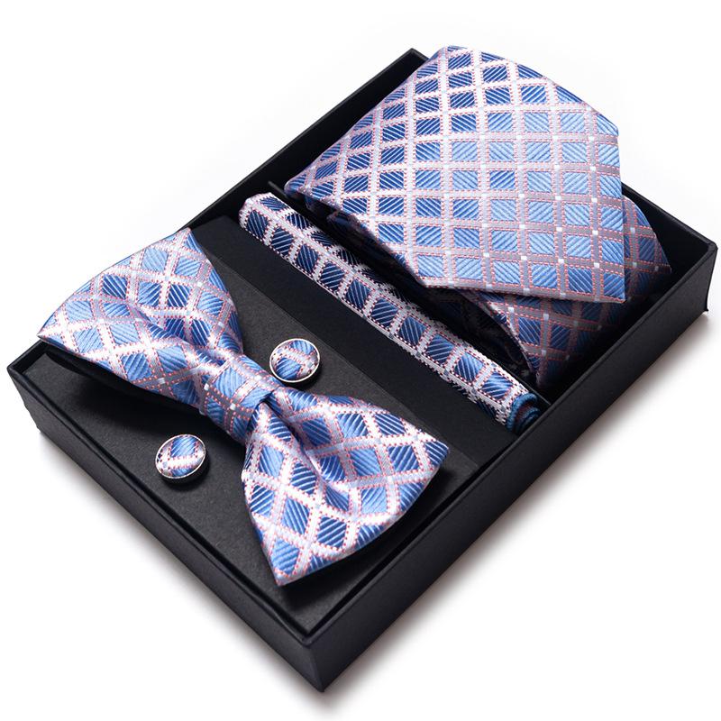 Men'S Business Dress Party Tie Gift Box Fashion Tie Square Scarf Combination Set Tie Bow Tie Set