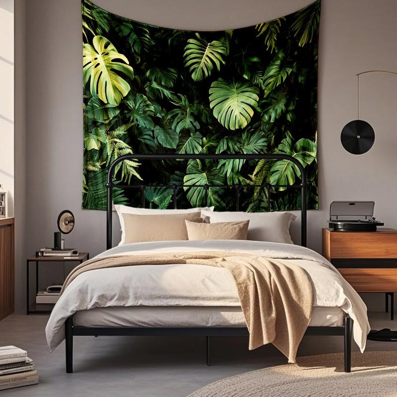Boho Chic Wall Tapestry With Moon Phase Floral Starry Sky Design Bedroom Yoga Studio Decor