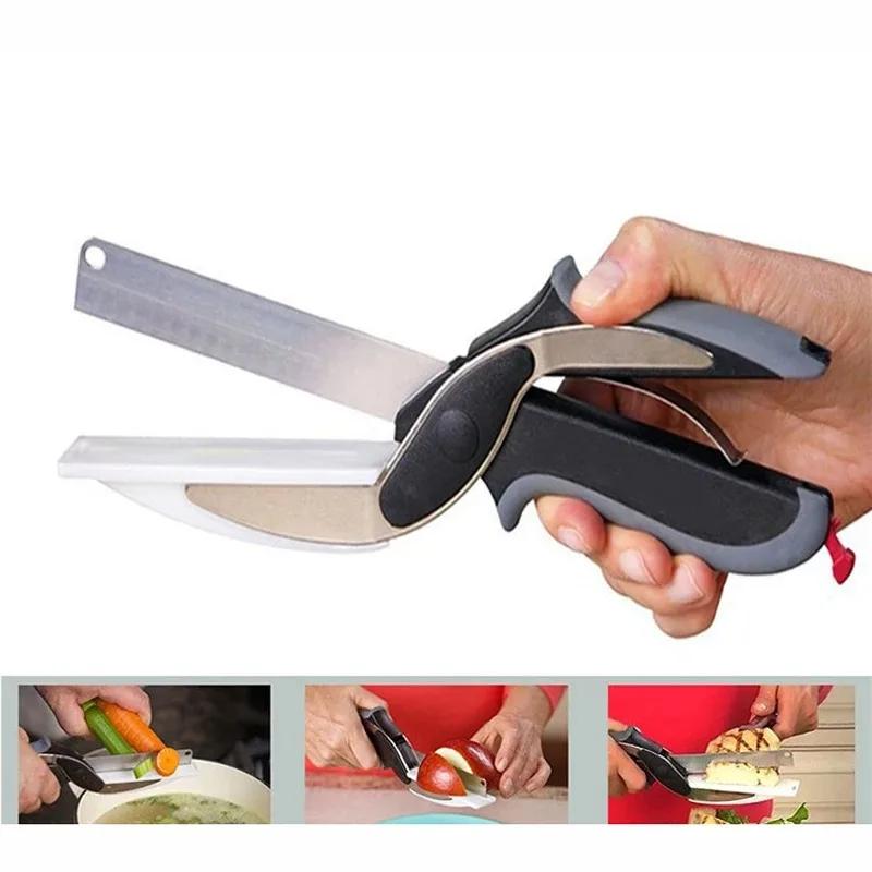 

home Separable Stainless Steel Barbecue Steak Cutting Shear Household Vegetable Scissors 2 In 1 Multi Kitchen Tool Fruit Knife