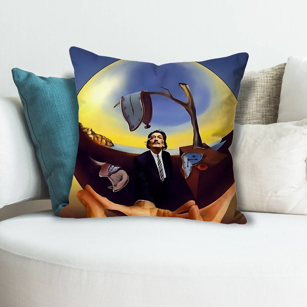 SSalvador Dali Art Pillow Cases for Bedroom Living Room Sofa Home Decor Polyester Cushion Cover with Zipper