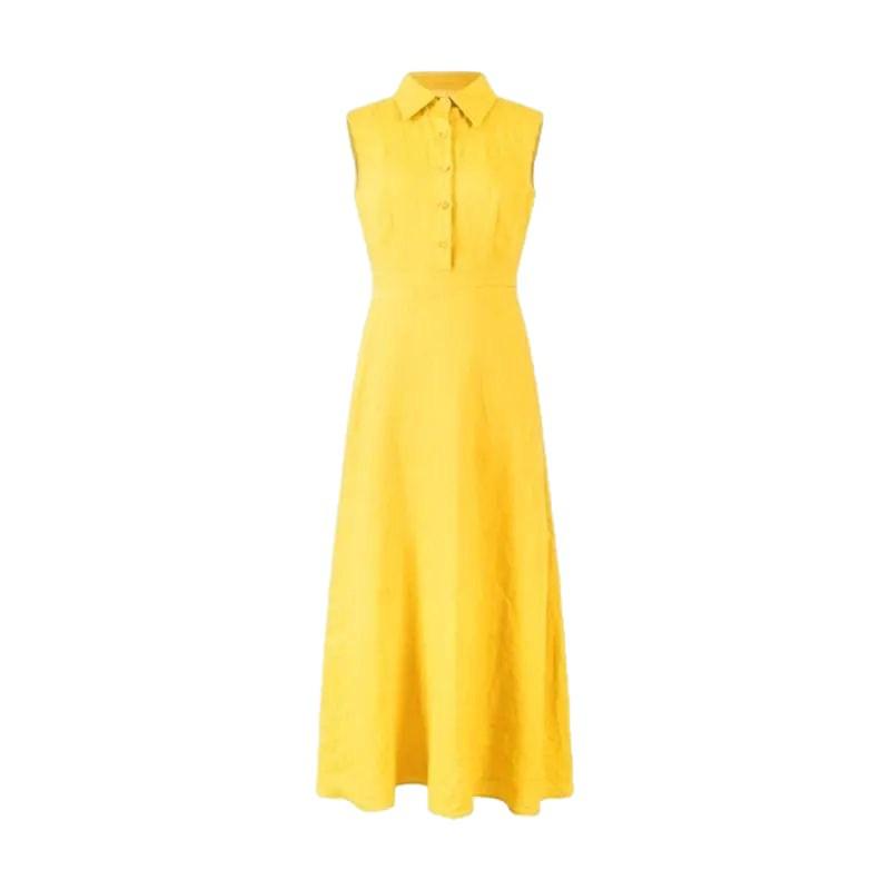 Plus Size Yellow Sleeveless Dress for Women - Summer Vacation Elegant Style