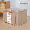 Cotton Linen Foldable Quilt and Clothes Storage Box with Steel Frame - Large Capacity Wardrobe Organizer