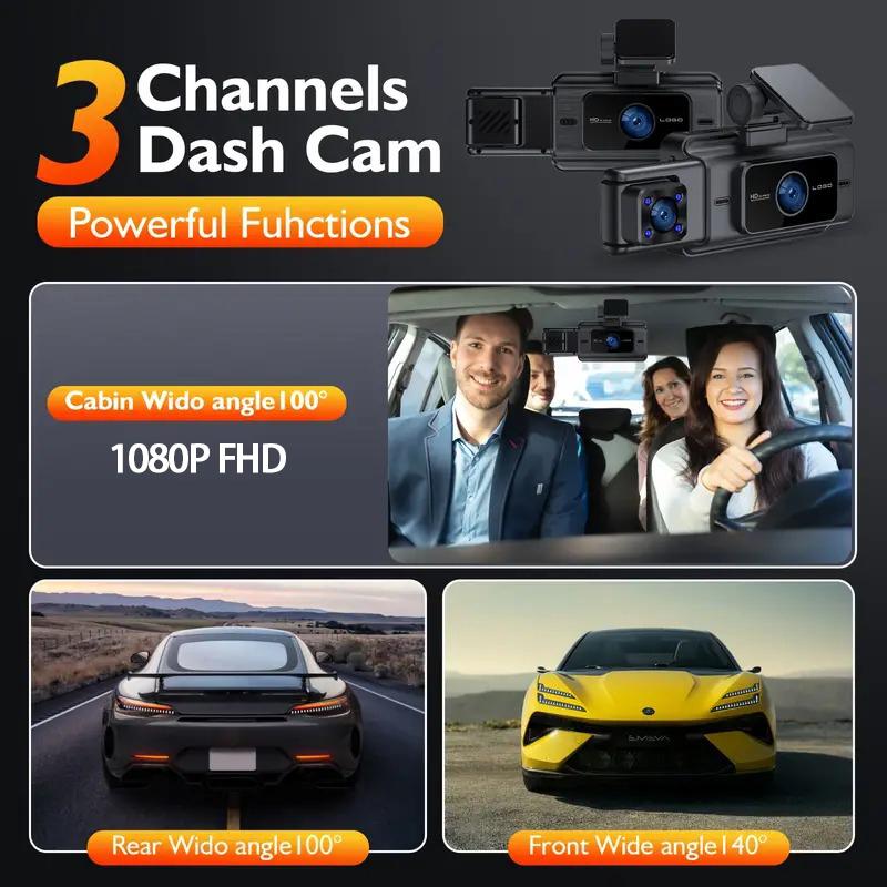 Car DVR 3 Channel Dash Cam for Cars WIFI Car DVR 1080P Video Recorder Rear View Camera for Vehicle G-Sensor Car Accessories