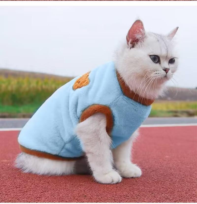 Winter Cat Clothes Thickened Warm, Cartoon Embroidery Plush Pet Coat for Cats – 4 Sizes S-XL