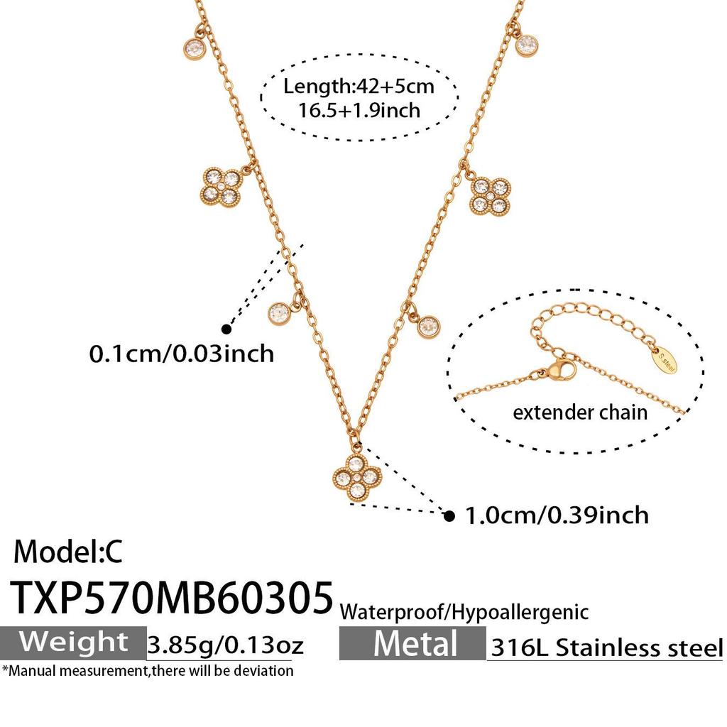 European & American Fashion DIY Multi-Accessory Set: Small 8-Shaped Flower with Full Rhinestones & 5A Zircon Necklace and Bracelet Combination