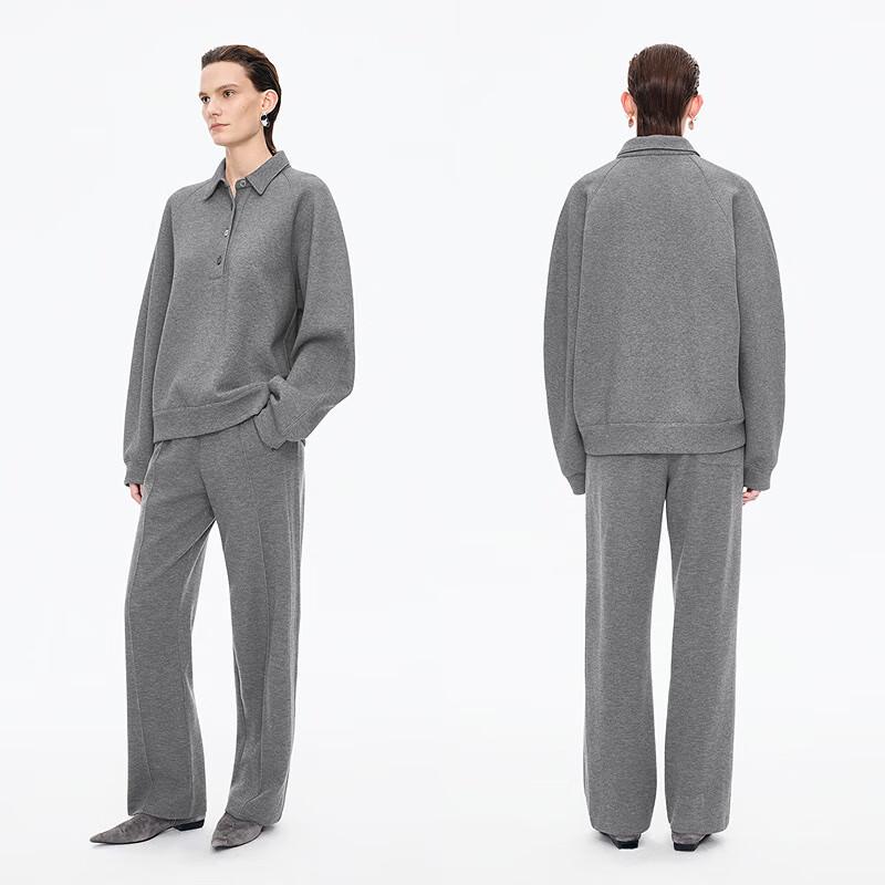 JNBY 2025 Autumn Polo Collar Pullover Sweatshirt