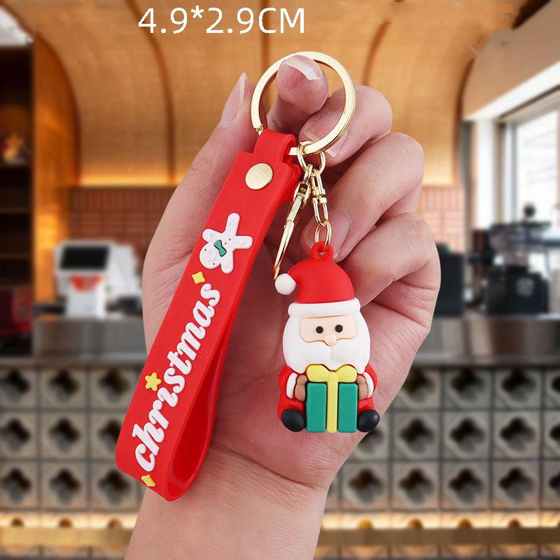 2024 New Christmas Keychain Pvc Soft Rubber Schoolbag Pendant Doll Christmas Small Gift Series Car Accessories Interior Ornament