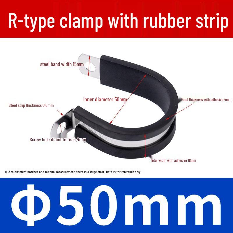 Stainless Steel R-Type Rubber Strip Shock-Absorbing Pipe Clamp