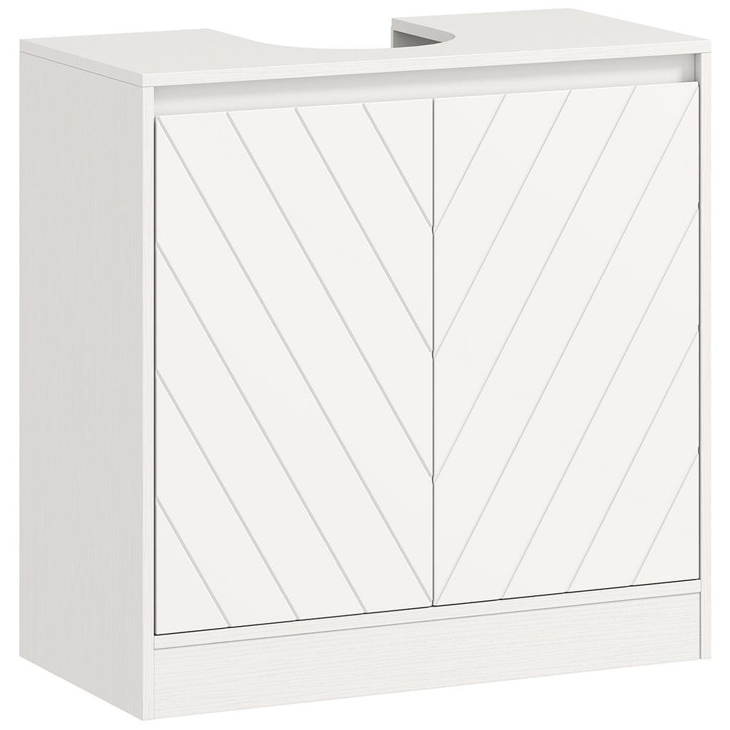 Under-Sink Cabinet Bathroom Cabinet with 2 Doors Adjustable Shelf for Sinks with or Without Pedestal 60x30x59.8 Cm White