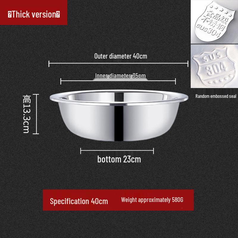 Stainless Steel Basin, Large/Extra-Large: Ideal for Washing Vegetables, Mixing Dough, or Bathing.