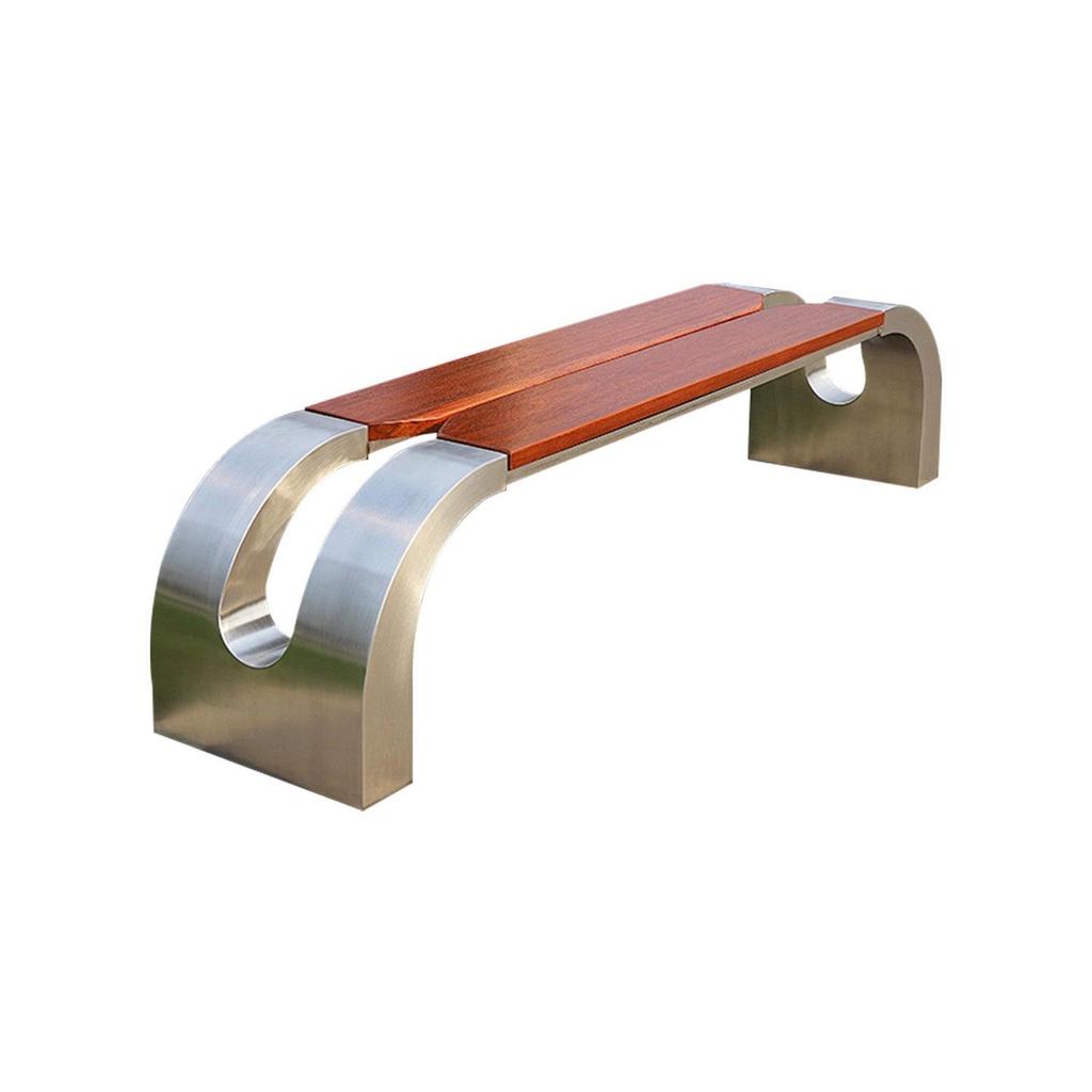 Stainless Steel & Solid Wood Outdoor Anti-Corrosion Park Bench for Garden or Courtyard Use
