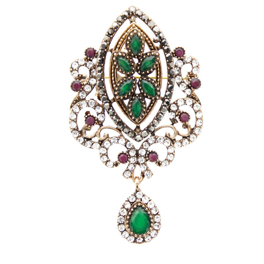 Gold Color Crystal Bride Wedding Jewelry Brown Brooch Flower Type Jewelry