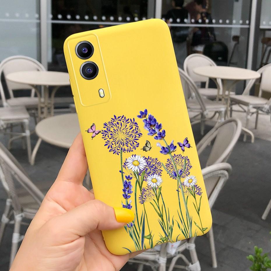 For Vivo Y53S 5G Case Vivo Y72 5G V2041 Phone Cover Silicone Cactus Soft Funda For Vivo Y52 Y 53s Y72 5G Sunflower TPU Bumper