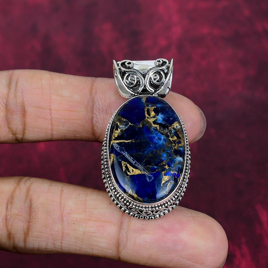 Copper Blue Tourmaline Handmade Gemstone Pendant, 925 Solid Sterling Silver Pendant Antique Jewelry, For Engagement Gift