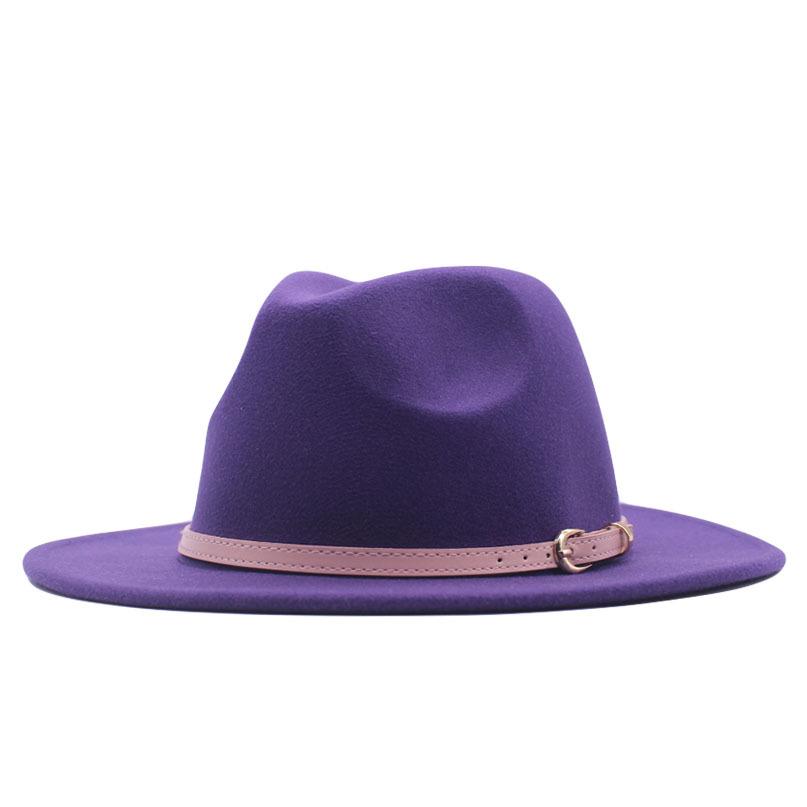New spot European and American flat-brimmed felt jazz hat, British gentleman's retro woolen fashion felt hat