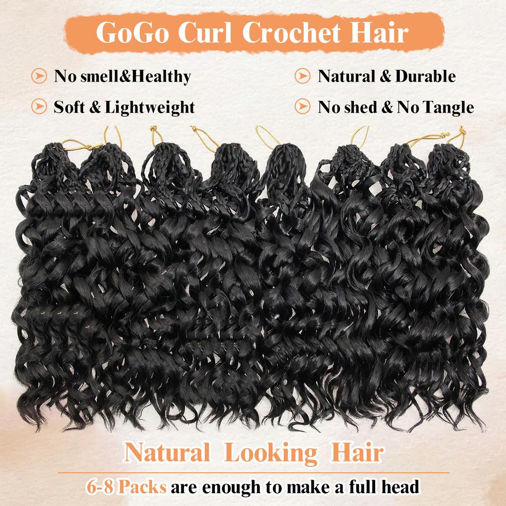 Box Gogo Curl Crochet Hair for Black Women Pre looped Short Ocean Wave Crochet Hair Water Wave Beach Curl Crochet Braiding Hair