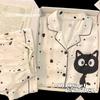 Korean version of simple black polka dot cat pajamas women's ins style summer short-sleeved shorts loose loungewear two-piece set
