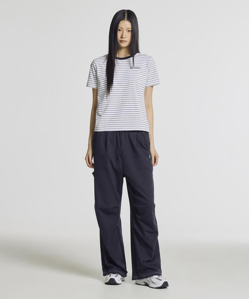 Nyuballanseu Nbneg3W422 / Women Essential Basic Striped Short Sleeve T-Shirt (Navy)