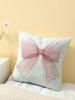 Pink Lace Bow Print Throw Pillow Cover, Cushion Case For Sofa Bedroom Living Room Couch Bed Office Chair Home Decor