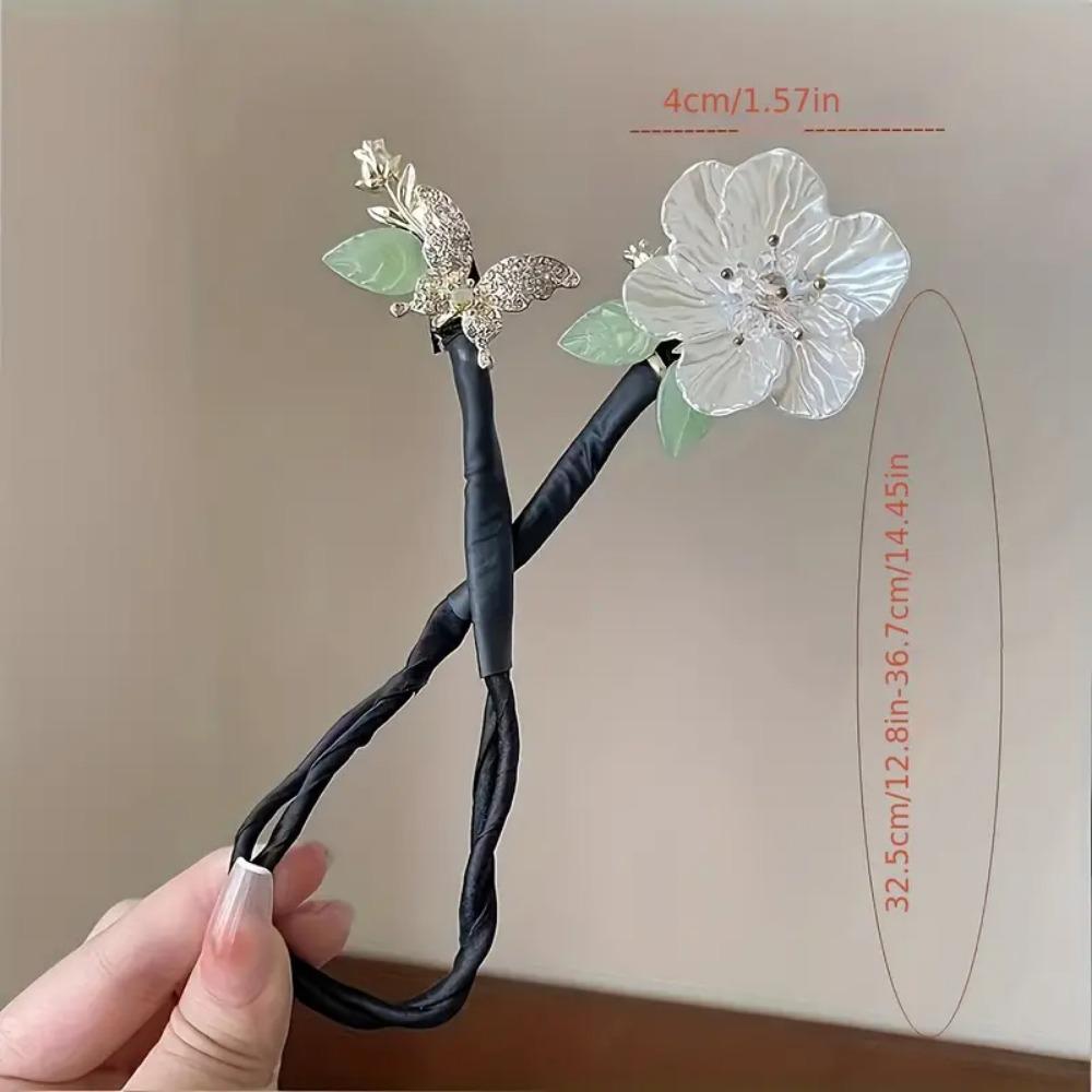 Butterfly Camellia Shaped Decor Hair Bun Maker DIY Elegantní Umělé perleťové kamínky Dekor Lazy Hair Curling French Twist Hairstyle Drdol Doplňky do vlasů
