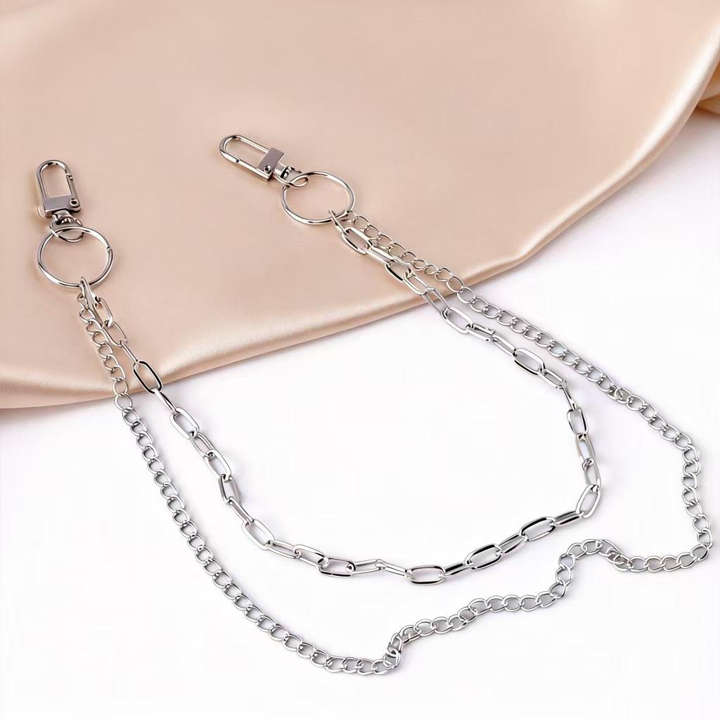 Trendige doppelreihige Punk-Metallkette für Jeans - Hip-Hop-Partydekoration