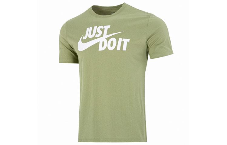 

Nike T Shirts Men s Green Crew Neck Moderate Straight Fit AR5007-334 L
