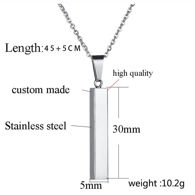 Creative Stainless Steel Rectangular Pendant Necklace for Couples