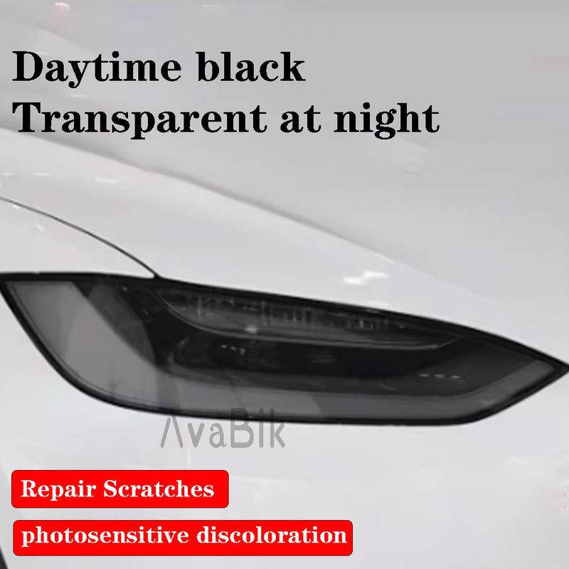 For TESLA Model 3 S Y X 2017-2024 Pre-cutting TPU PPF Protective film Car Exterior Headlight Anti-scratch turn purple turn black