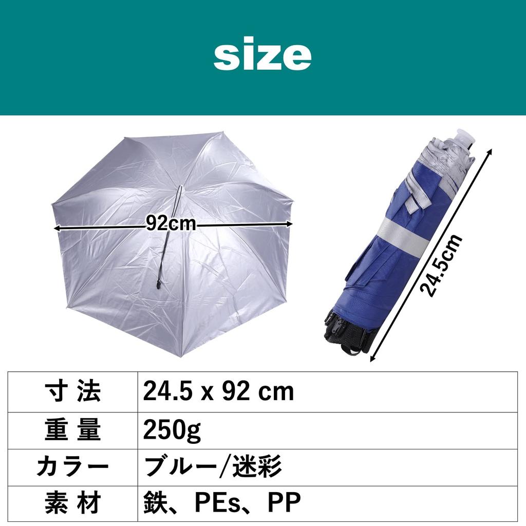 Rubonarie Angel-Regenschirm, Hut, Sonnenschirm, Freizeit Hut, Freihändig, Gartenarbeit, Außenarbeiten, Veranstaltungen, Beobachten, Camping, Angeln, Faltbar (blau)