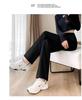 Women's Wide-Leg Black Summer Trousers - Lightweight, Straight Drape Suit Pants
