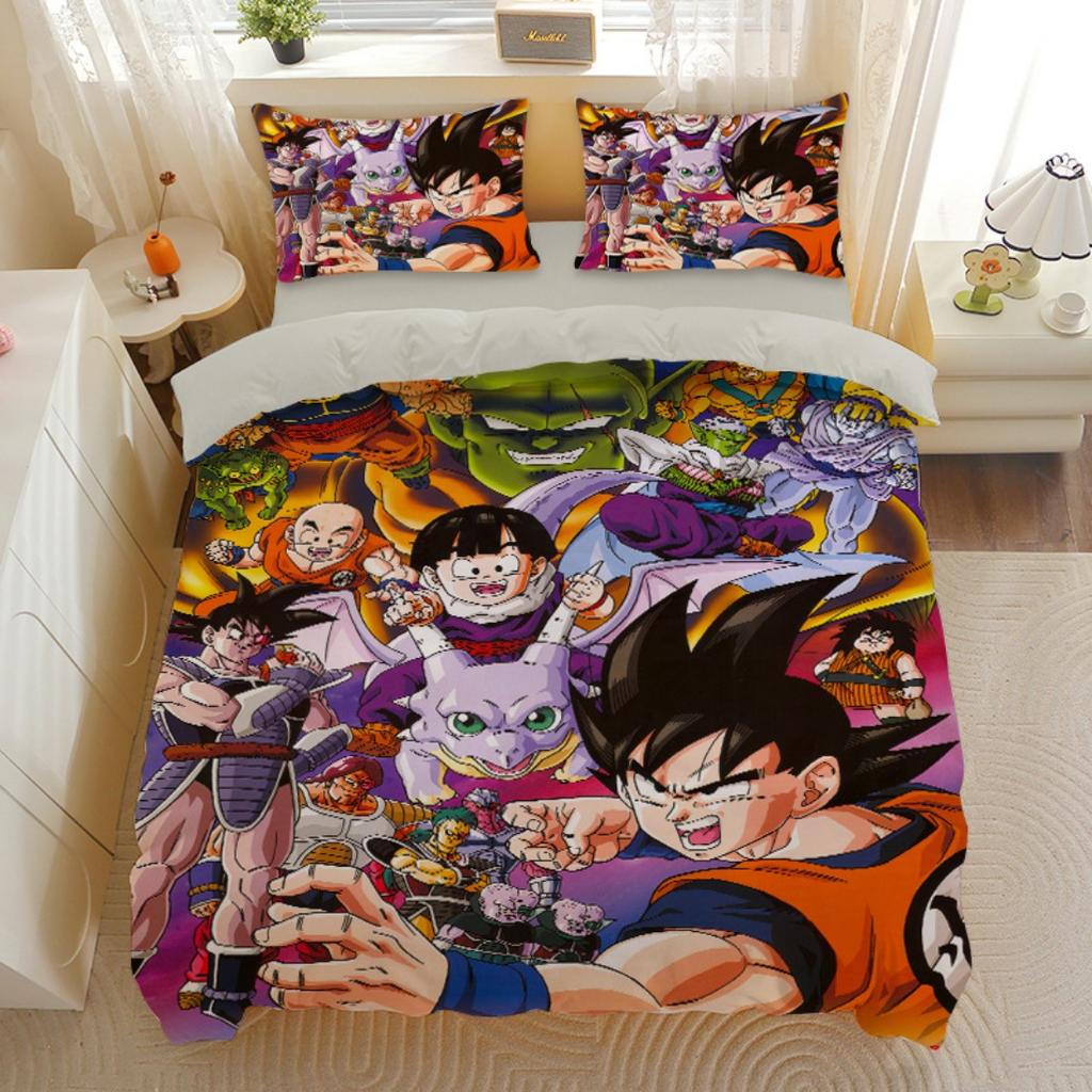 Японское Аниме Dragon Ball Постельное Белье Гоку Супер Сайян Пододеяльник Наволочка 2/3шт 3D Принты для Подростков Покрывало
