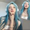Harajuku Sea Salt Blue Wig 28inch Lolita Cosplay Wig Fake Hair Long Straight Synthetic Wig  JK Girl