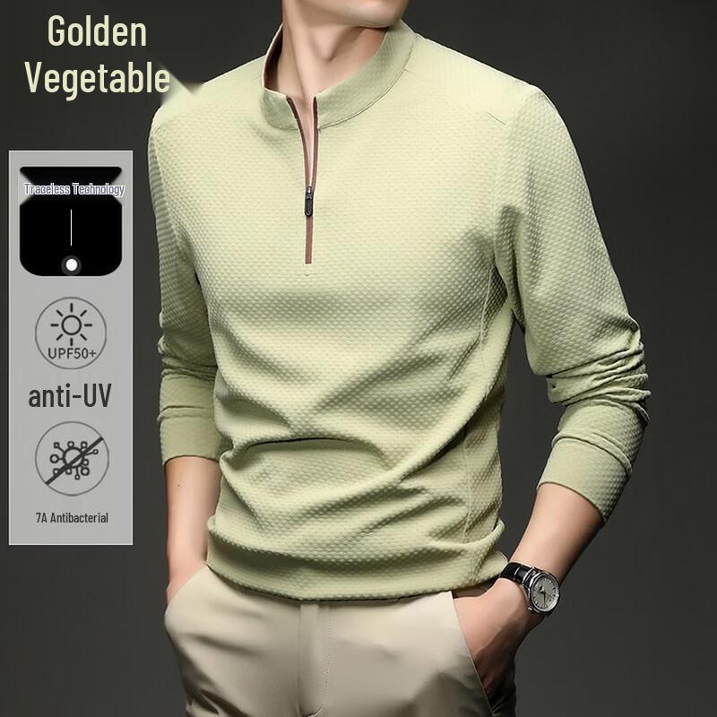 Men s Half-Zip Stand Collar Long Sleeve T-Shirt 50