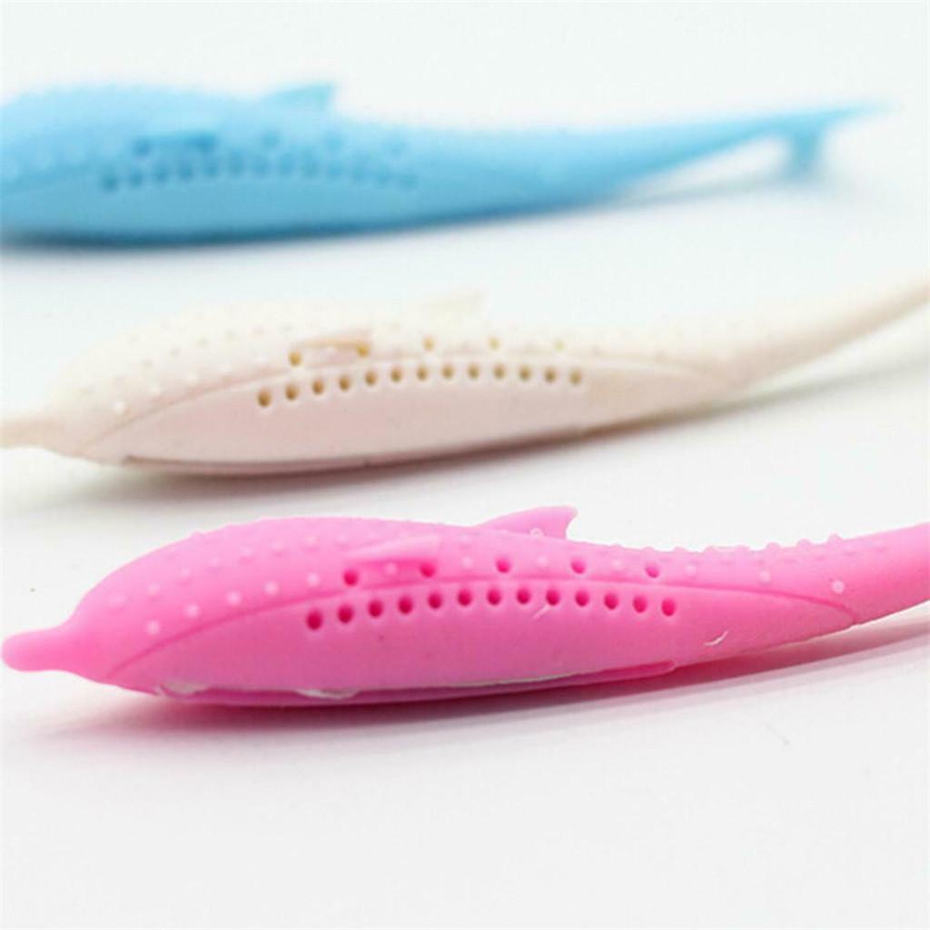 Soft Silicone Mint Fish Cat Toy  Pet Cat Teether Silicone Pet Grams Toy