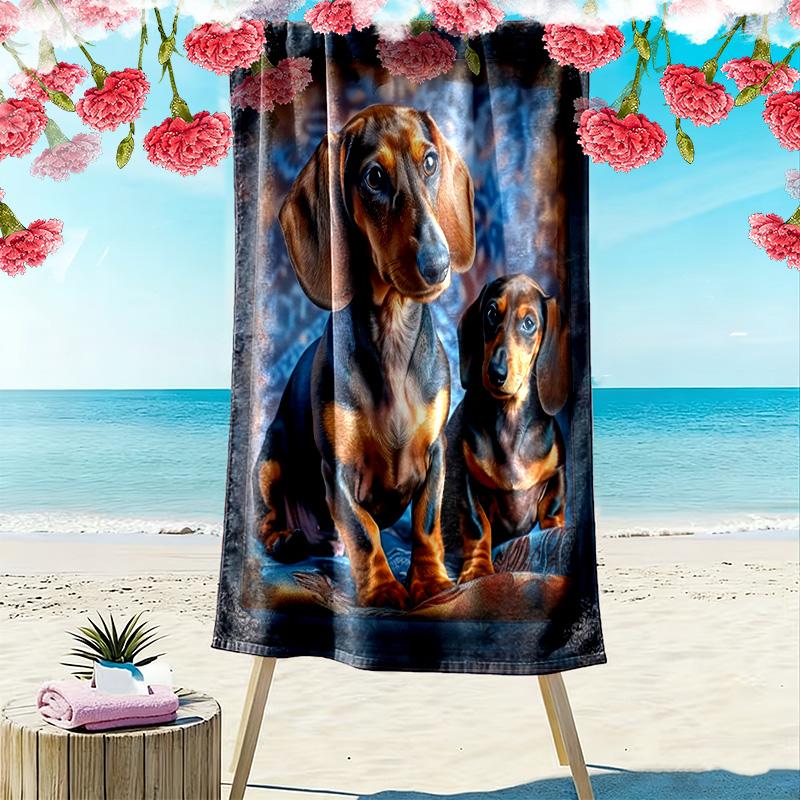 Dackel Puzzle Print Strandtuch, Großes Weiches Schnelltrocknendes Handtuch für Strand Camping Schwimmen