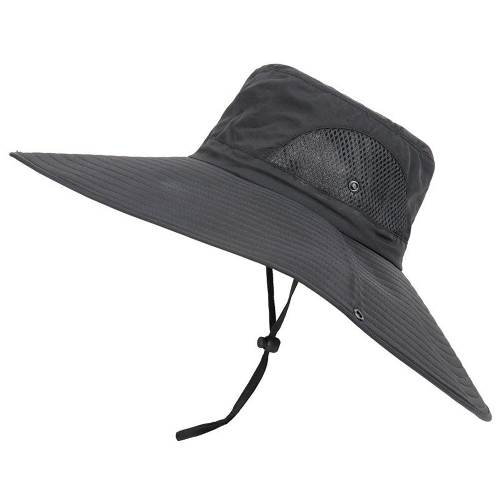 

Summer Bucket Hat For Men Fisherman Cap Fishing Outdoor Sunshade Wide Visor Brim UV Sunscreen Riding Hiking Suncreen Sunhat чёрный
