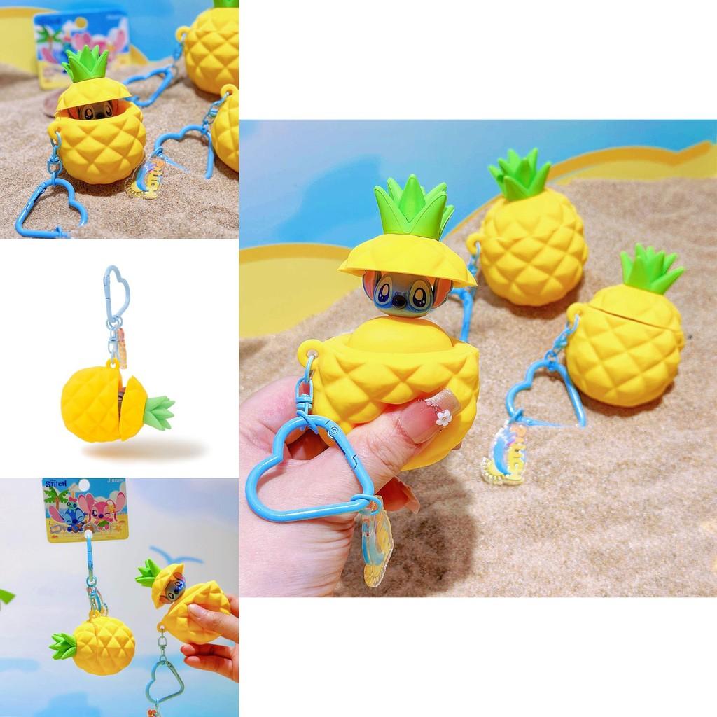 Stitch Summer Beach Collection Pineapple Silicone Keychain With Cute Character Design For Kids And Teens